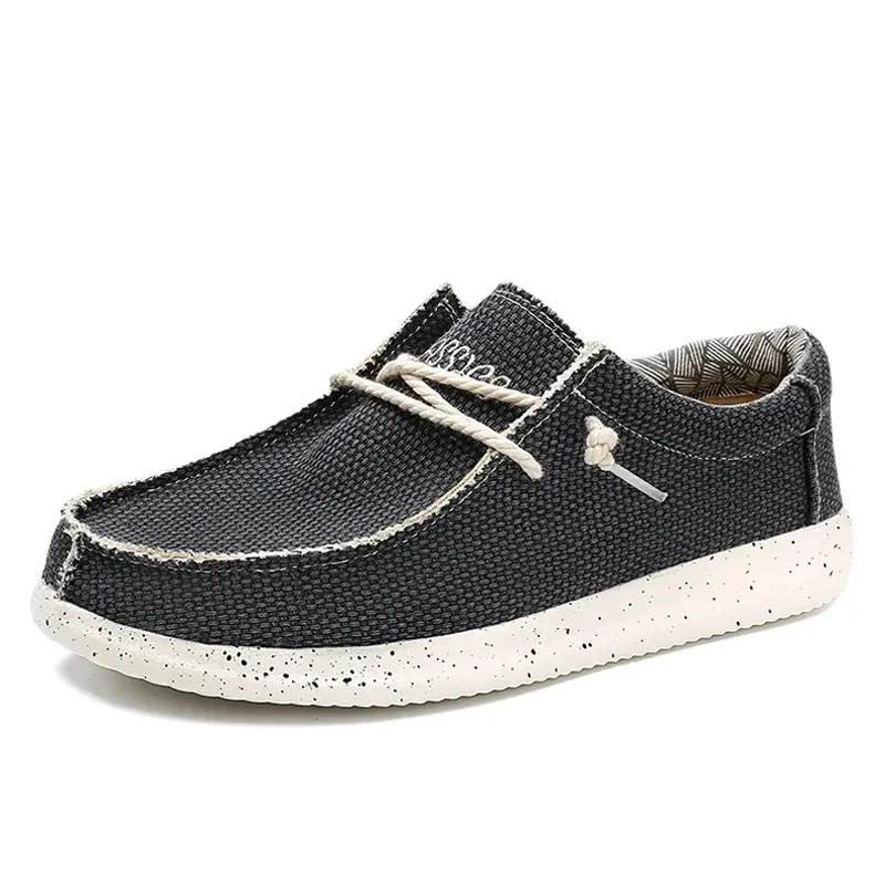 Sommer Herren Canvas Schuhe Denim Sneakers Herren Canvas Schuhe Atmungsaktive Mokassins Vulkanisierte Schuhe Herren Sneakers Schuhe Übergröße 40 schwarz