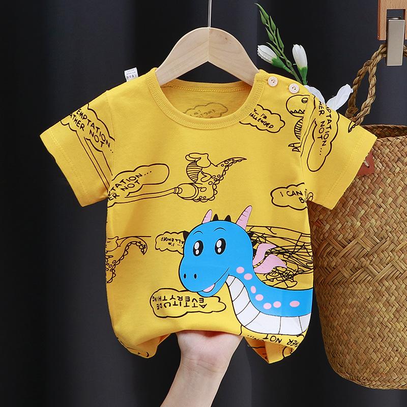 Kinder süße Baumwolle Kurzarm T-Shirt Tops Kinder Kleidung Baby Kleidung Cartoon Pullover 90cm arylide gelbe