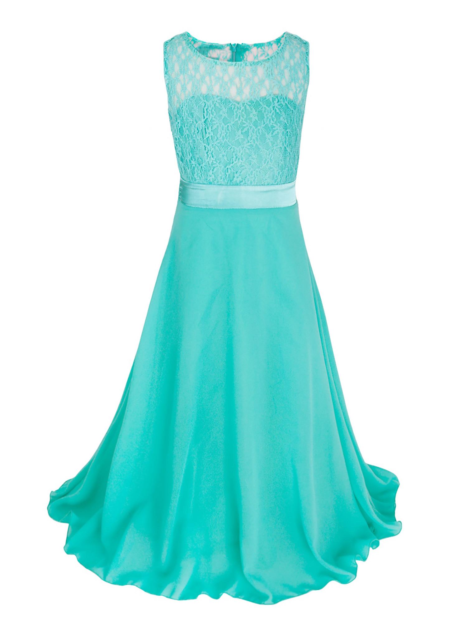 Kinder Floral Mädchen Kleid Party Hochzeit Kleidung mit Gürtel Baby Kleider Mädchen Kinder Kleidung Baby Mädchen 13-14 Years türkis