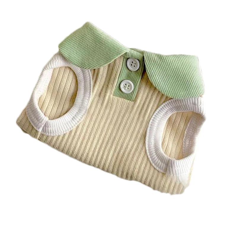 Sommer Hunde-T-Shirt Atmungsaktiv Dünn Revers Hunde-Weste für Kleine Mittelgroße Hunde Katzen Lässige Haustierkleidung Chihuahua Bichon Teddy Kostüm XS