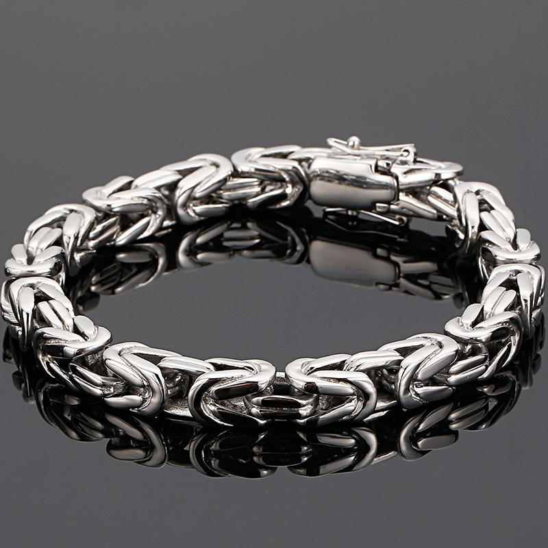 Hiphop-Kettenarmbänder für Männer, verblassen nie, goldfarbenes Edelstahlarmband, männliches Handgelenk, 21 cm, klassisches Herrenschmuck-Zubehör 22CM silber