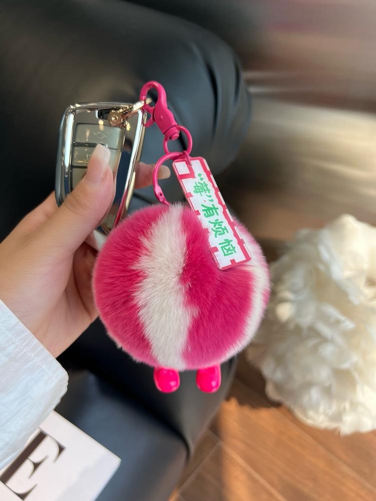 Modischer Plüsch Volleyball Schlüsselanhänger Anhänger Pelz Pompon Schlüsselanhänger Geschenke Strandball Sport Für Spieler Männer Frauen Schlüsselanhänger Geschenk 9 cm weiß