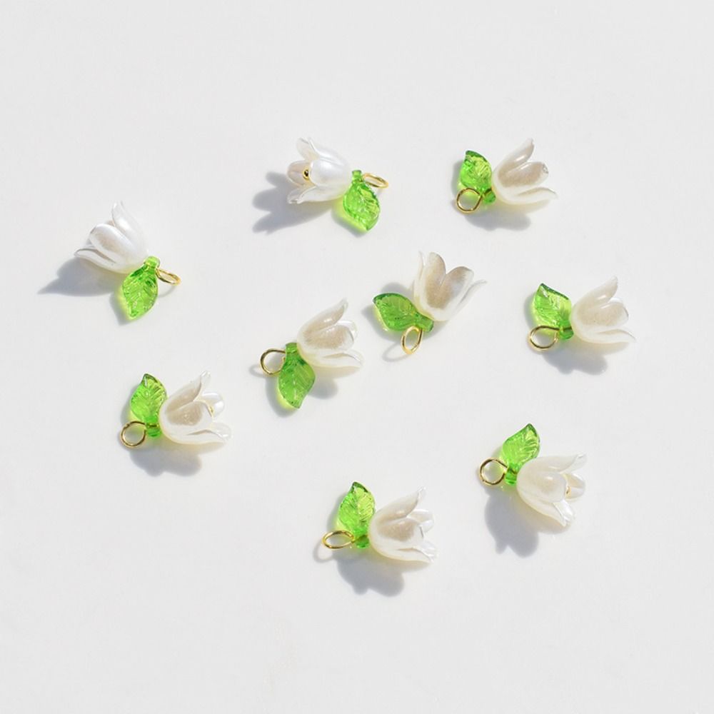für Halskette Ohrringe für DIY lose Perlen Lampwork Perlen Glocke Orchidee Perlen Flora Blätter Perlen weiß