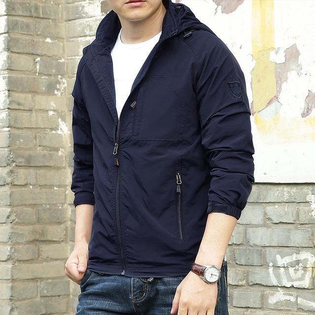 Herren Outdoor Wandern Camping Jacken Wasserdicht Mit Kapuze Windjacke Mantel Herbst Neue Casual Jacke Taktik Militär Jacke Männer XXL navy blau