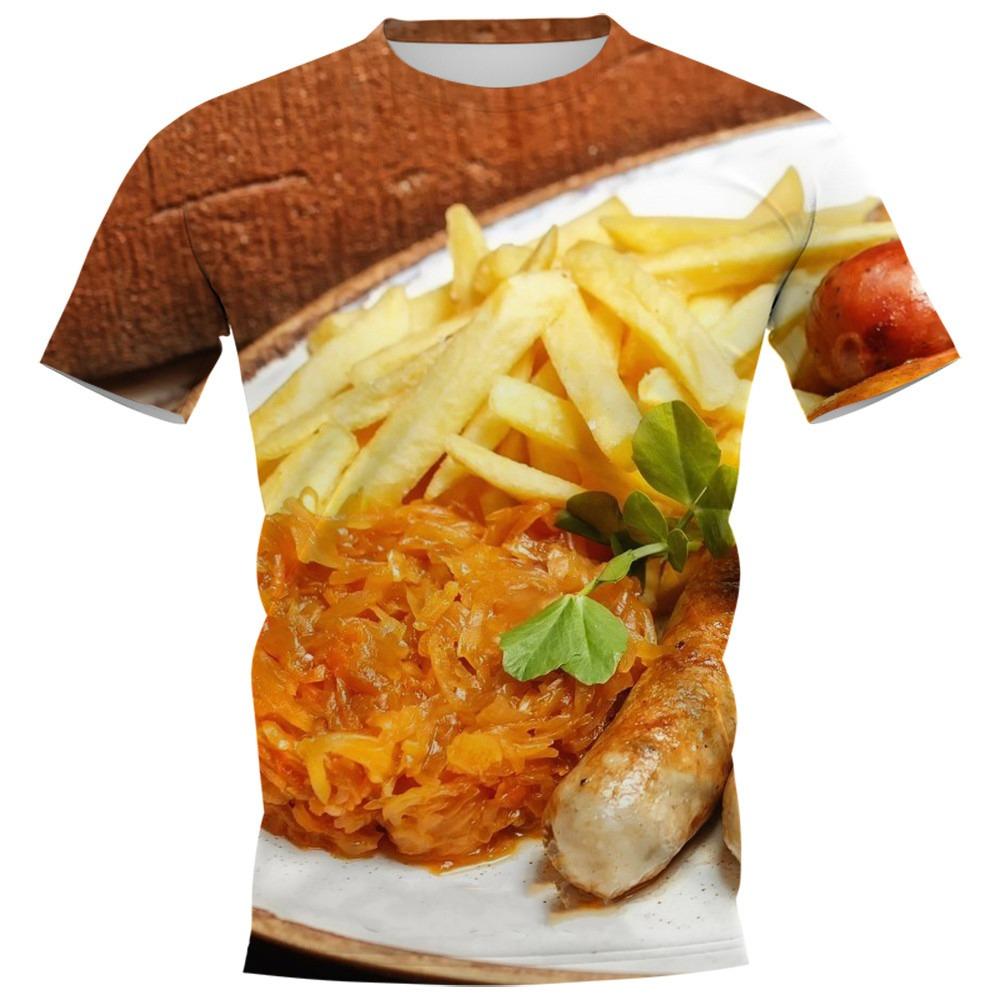 Lustige Wurst Essen 3D-Druck T-Shirts Männer Frauen Lässig O-Ausschnitt Kurzarm T-Shirt Übergroße Harajuku Y2k Oberteile Tees Kinderbekleidung 4XL
