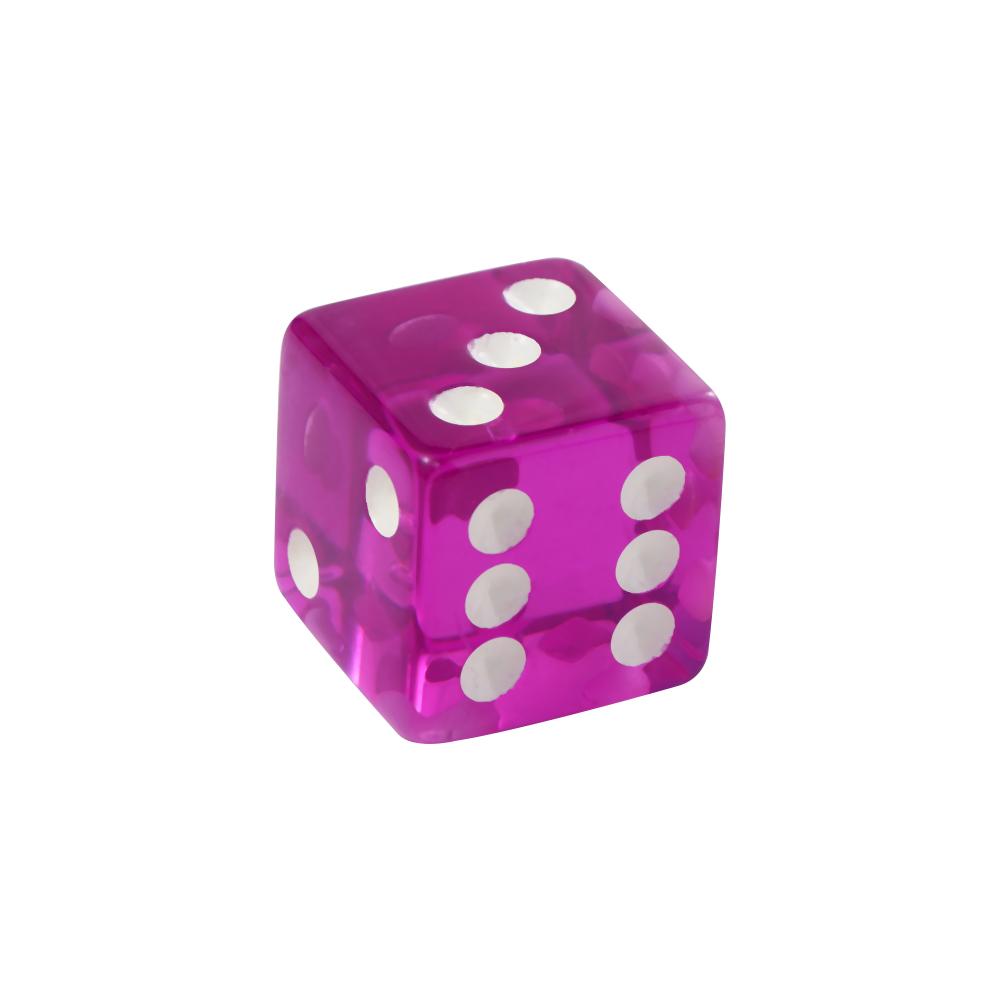 19 mm Casino-Würfel mit rasiermesserscharfen Kanten und passenden Seriennummern, klar, durchscheinend, D6 Royal Craps 1 Pcs purple