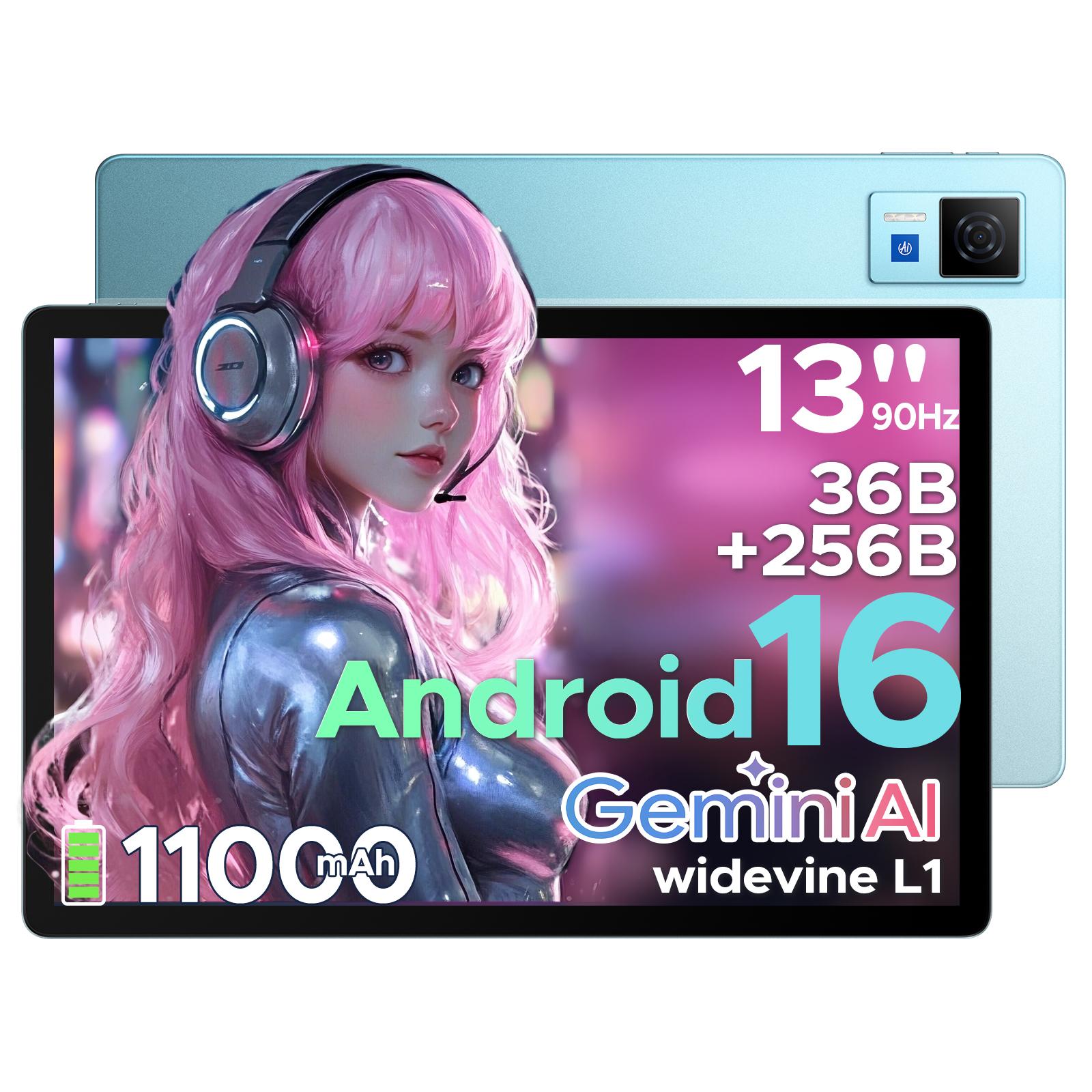 DOOGEE U13 Android 16 Tablets, FHD+ 13 Zoll Tablet, 32 GB + 256 GB / 2 TB, Octa-Core, Gemini AI, 11000 mAh, 90 Hz blau