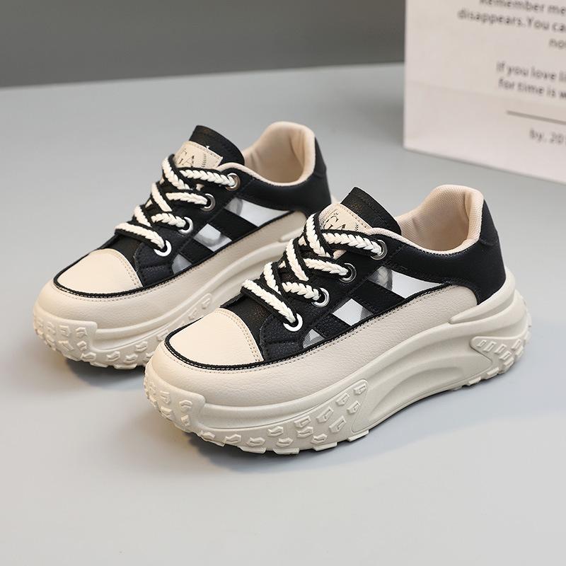 Q009 Neue Hohl Papa Schuhe frauen Dicken Boden Atmungsaktiv Höhe Zunehmende Sport Bord Schuhe frauen Schuhe Weiße Schuhe für studenten 40