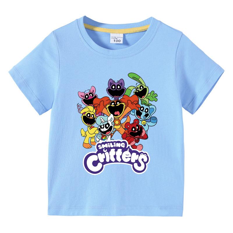 Lachende Tiere Kinderkleidung Kawaii Cartoon Lustiges T-Shirt Jungen Kurzarm Mode Oberteile 3-10 Jahre Kinder Sommerkleidung 150 white