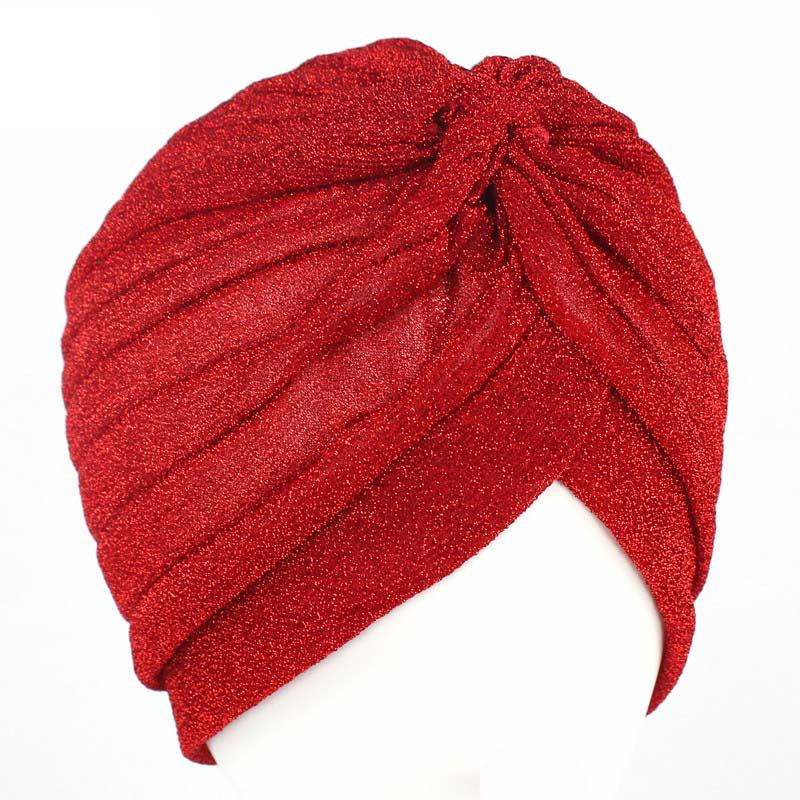 Damen Mode Kleidung Accessoires glänzende Mützen Geschenk Mädchen Turban elastische lässige Hüte rot