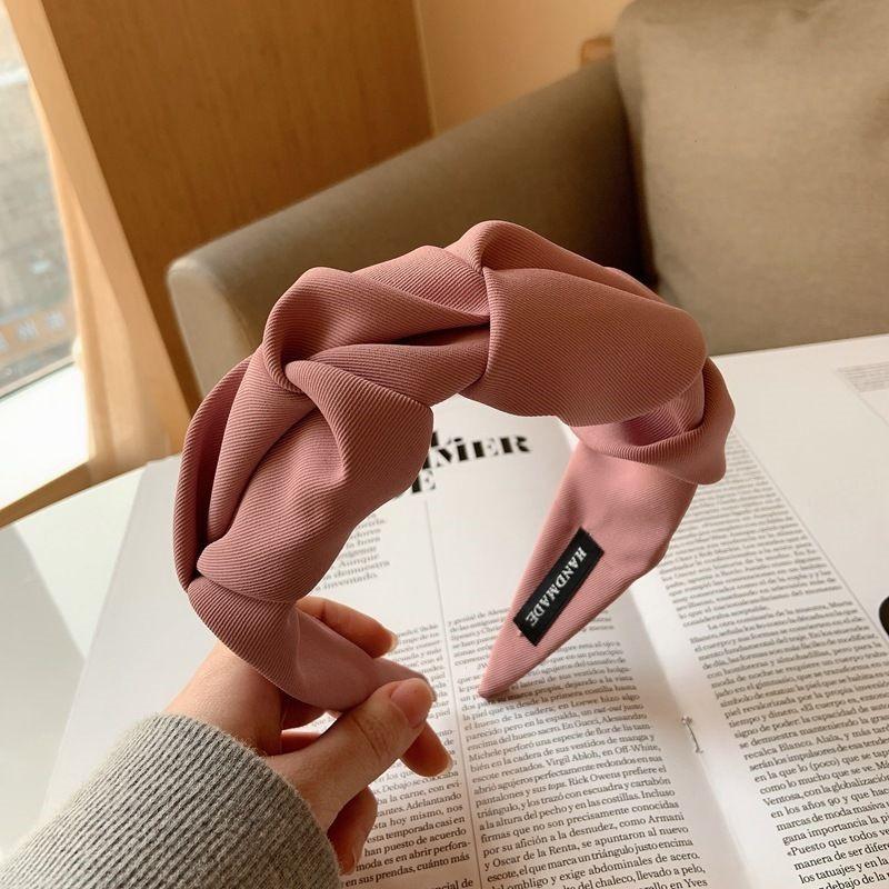 Mode Frauen Breite Lünette Haar Hoop Einfarbig Plissee Elastische Stirnband Haarband Haar Bands Kopfbedeckung Haar Zubehör rosa