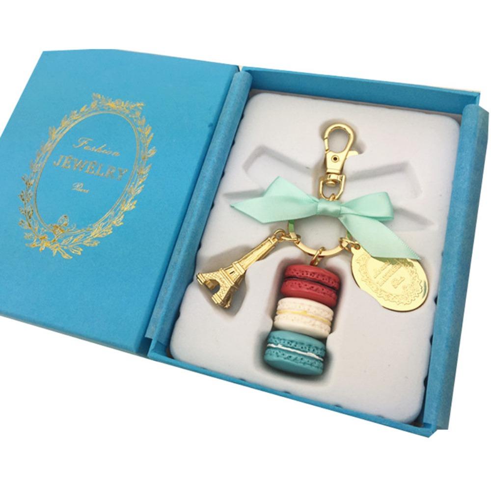 Zink Zinklegierung Schleife Macaron Kuchen Anhänger Tasche Schlüsselanhänger Macaron Schlüsselanhänger Eiffelturm Schlüsselanhänger Damen Mädchen blau