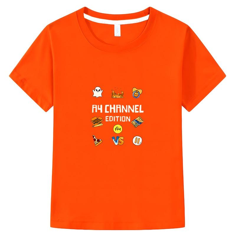 Cartoon Merch A4 Lamba Junge Mädchen T-Shirt Sommer 100 % Baumwolle Kinder Vlad A4 Papier Cartoon Kurzarm y2k Kinderkleidung einteilig 110 orange
