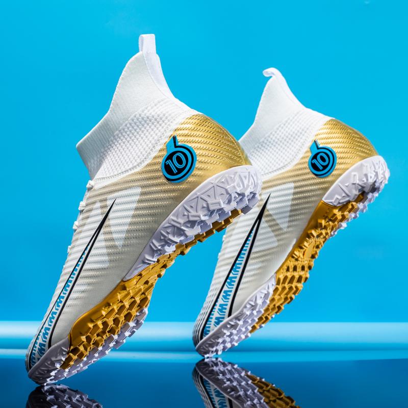 Männer Fußball Schuhe Kinder Fußball Stiefel Frauen Professionelle Fußball Stollen Rutschfeste Chaussure Fußball TF/FG Outdoor Fußball Schuhe 39 white