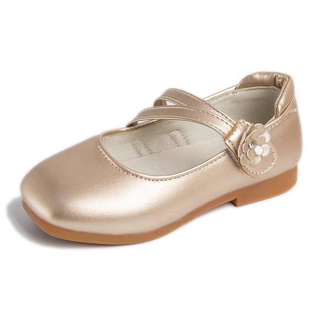 Prinzessin Mädchen Schuhe Kinder Leder Schuhe Für Medium Big Mädchen Kinder Casual Wohnungen Floral Blumen Schuhe Für Hochzeit Geburtstag 35 gold