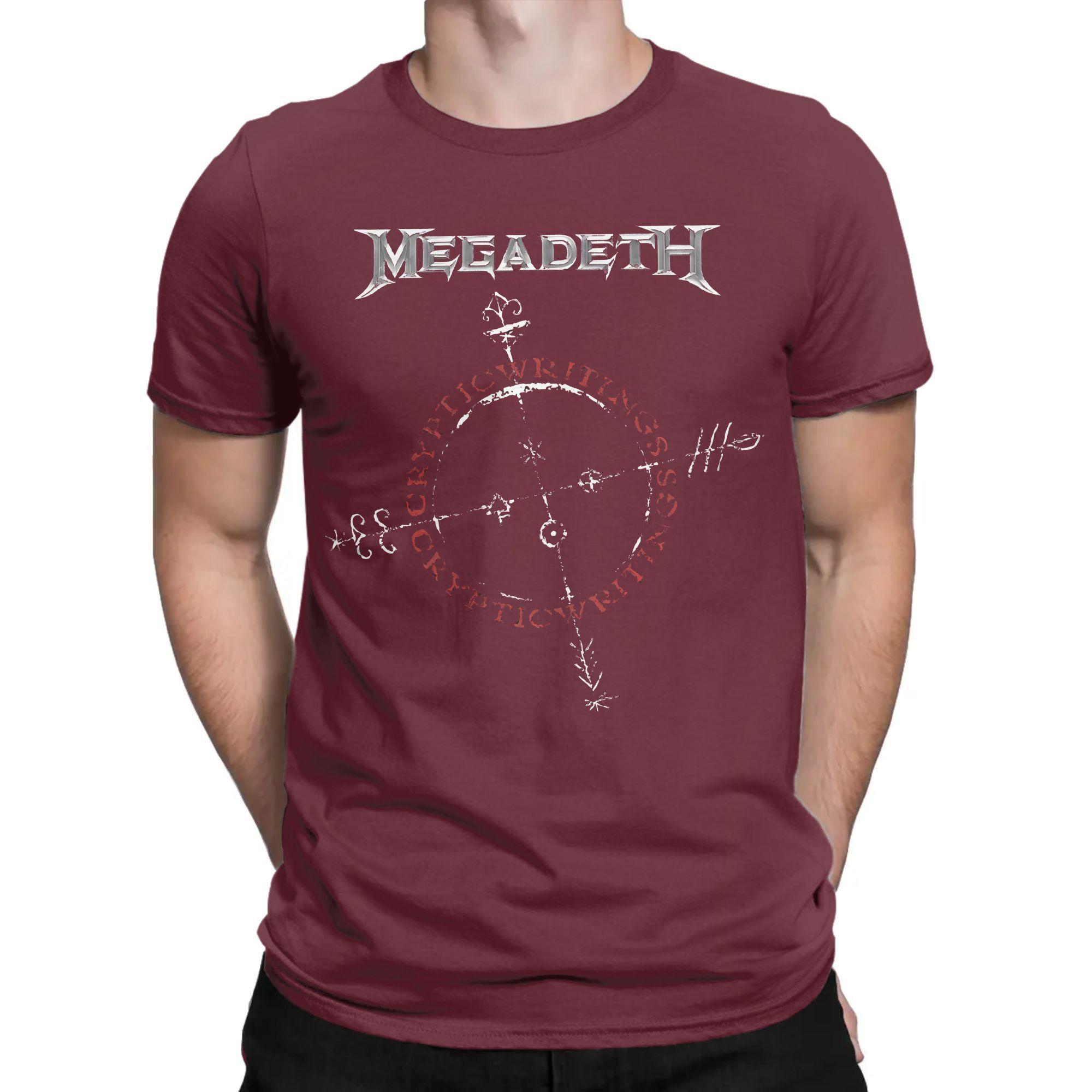 Herren T-Shirts Heavy Metal Megadeths Lustig 100% Baumwolle T-Shirt Kurzarm T-Shirts Rundhals Tops Geschenkidee XXXXL bordeaux