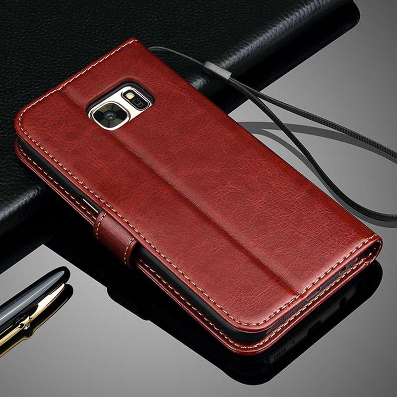 Flip Wallet Ledertasche Samsung Galaxy A6 2018 A7 J4 J3 J5 J7 2017 S6 S7 Edge S8 S9 Plus Cover S10 S20 S21 S22 FE A51 A52 A12 A22 Samsung S7 edge braun
