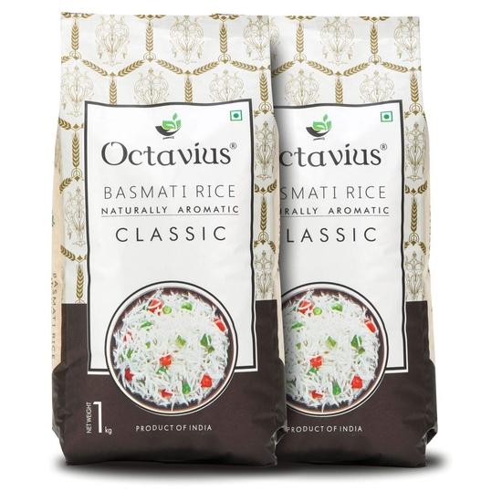 Octavius Classic Basmati-Reis | Langer Duftender Nicht-Klebender Basmati-Reis - 1 kg (2) beige