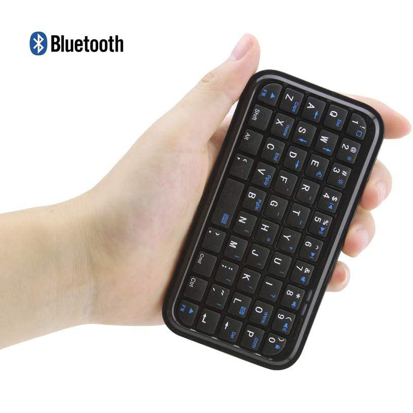 Bluetooth 3.0-Tastatur, wiederaufladbar, Mini, Slim, kabellose Tastatur in Reisegröße, kleine tragbare 49-Tasten-Tastatur für Tablets, Smartphones schwarz