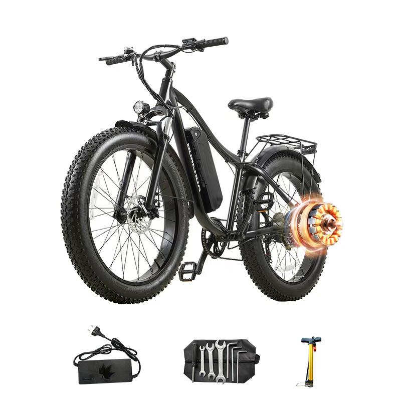 BURCHDA RX02 1500W 80 KM 26-Zoll elektrisches Mountainbike 48V16AH Lithium-Batterie Fatbike Elektrofahrrad für Erwachsene Motorrad