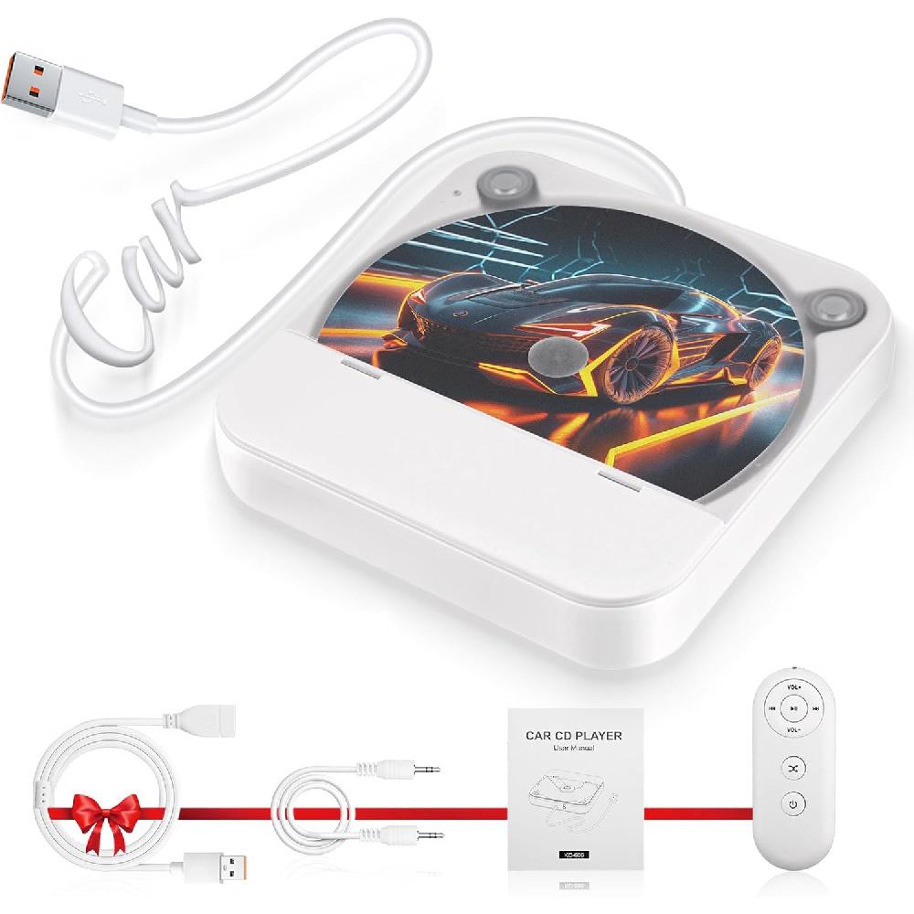 Externer tragbarer CD-Player für Auto - Auto-CD-Player mit USB-Anschluss AUX-Anschluss, Universeller USB-CD-Player für Auto, Laptop, TV, Computer