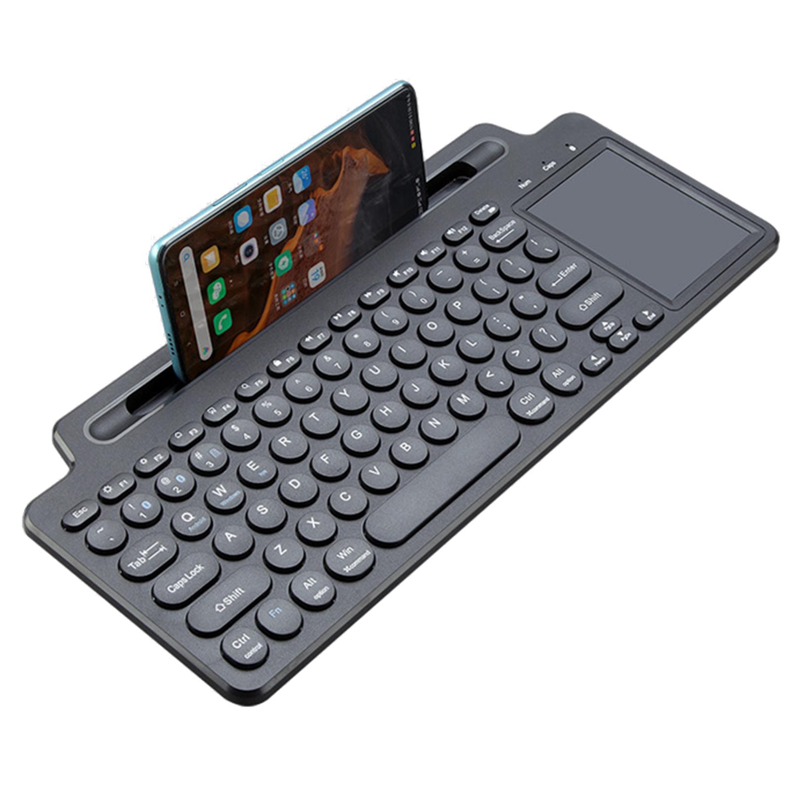 Drahtlose BT-Tastatur, 2,4-GHz-Tastatur, Desktop-Ultradünne Tastatur, Tablet-PC, Handy-Steckplatz für with Touchpad schwarz