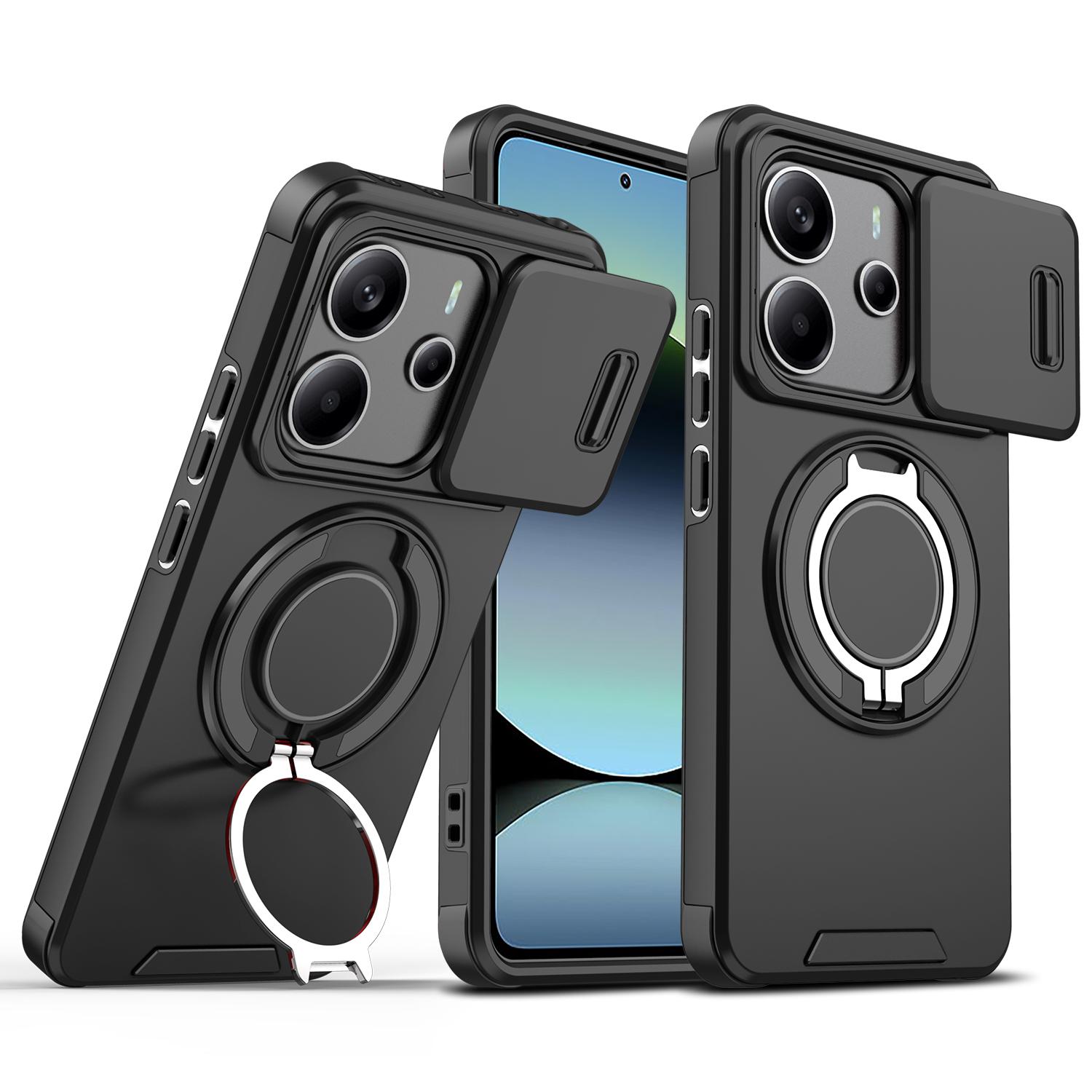 Stoßfeste Fingerring-Ständer-Hülle für Xiaomi Redmi Note 14 Pro Plus note 15 note15 5G 4G Note13 Note14 Note 13 Pro+ Schutzhüllen Redmi Note 13 Pro+ 5G schwarz