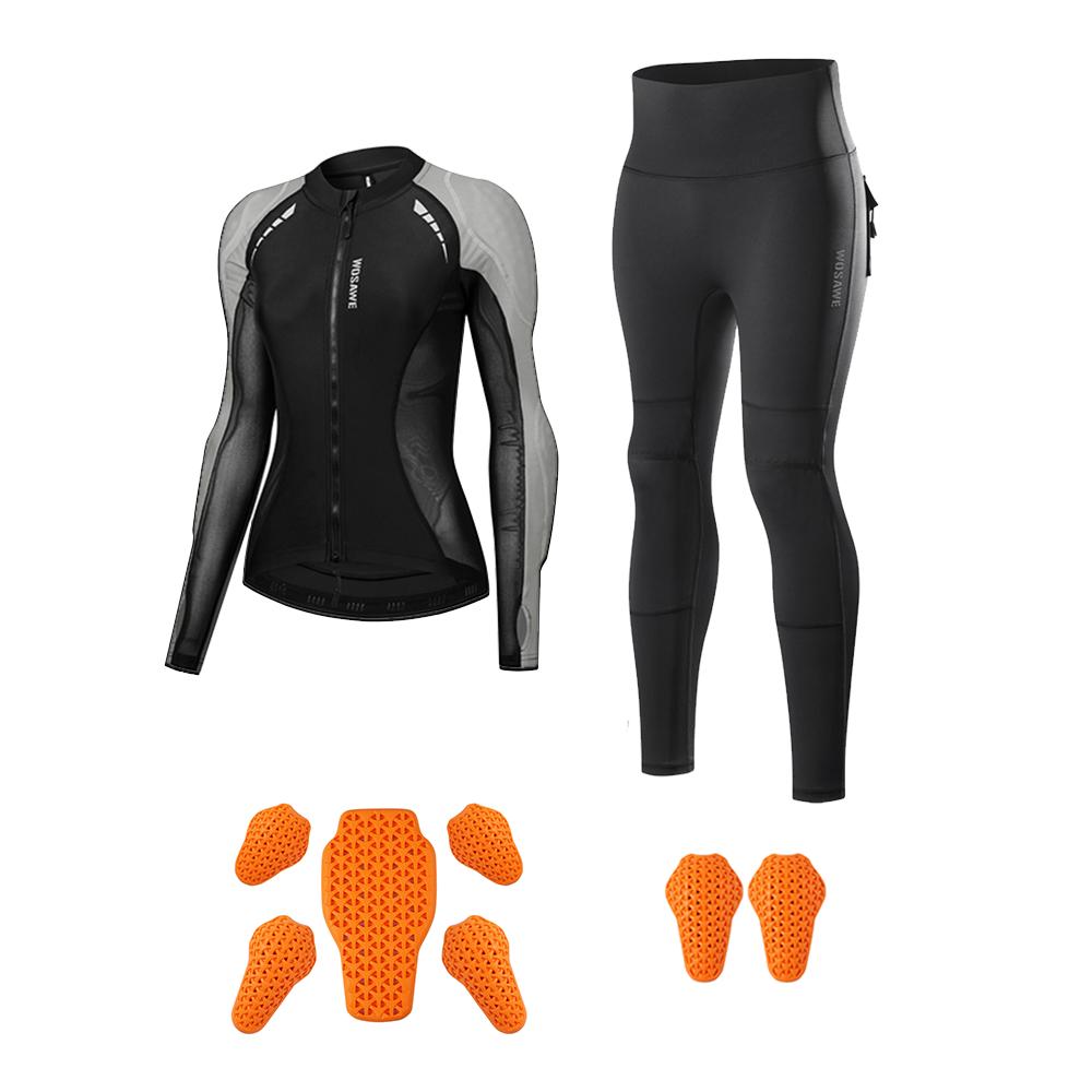 WOSAWE Damen Motocross High Stretch Atmungsaktiv CE-Zertifiziert Abnehmbarer Weicher Gamaschen Slimming Top Hohe Taille Reithose Motorradfahrer Soft-Armor-Set S graue