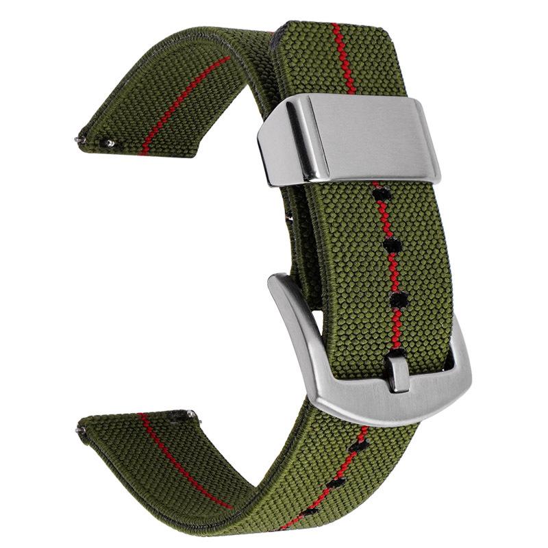 Nylon Elastisches Armband 18mm 20mm 22mm 24mm Canvas Sport-Uhrenarmband Herren Damen Armband für Seiko Militär Schnellverschluss Armband 22mm&sliver buckle