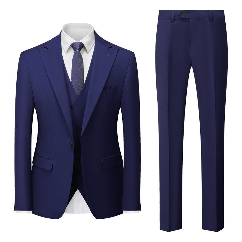 Herren Business Casual Anzug Hochzeit Bräutigam Anzug Herrenanzüge und Blazer L dunkelblau