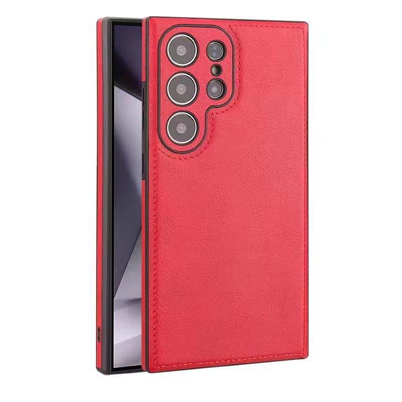 Premium Leder Handyhülle für Samsung Galaxy S25 Ultra S24 S23, Rindsleder Retro Premium Leder Samsung Handyhülle Galaxy S24 rot