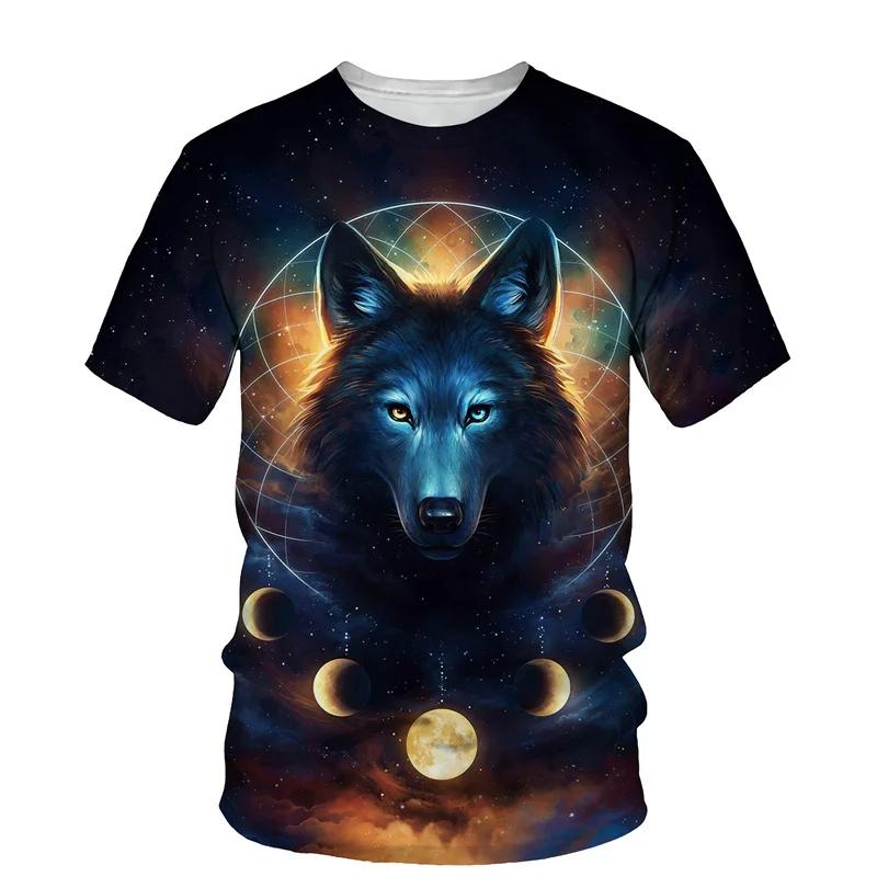 Tier Wolf Muster 3D Druck Männer Oansatz T-shirt Fashion Tees Casual Kurzarm Übergroßen Y2K Harajuku Unisex Kleidung L