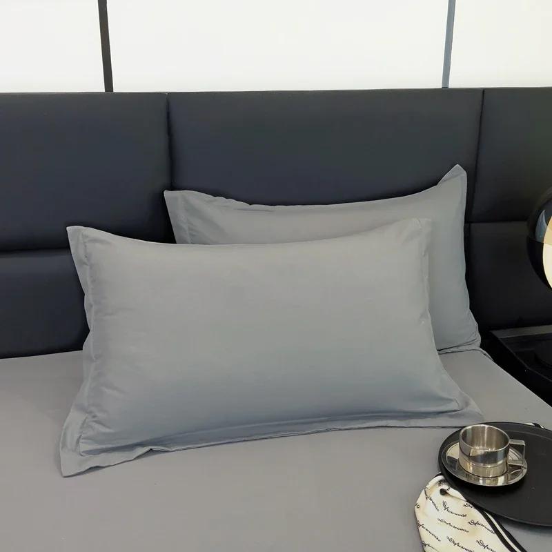 Kissenbezug aus gewaschener Baumwolle in Volltonfarbe, 48 x 74 cm, Kissenbezug für Zuhause, Bett, Bettwäsche in Standardgröße, Klasse A, Heimtextilien, Hoteldekor, 1 Stück 48x74cm 1pc licht grau
