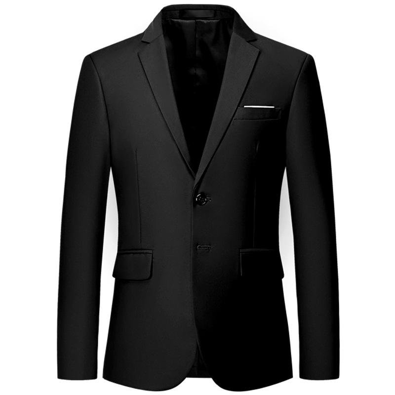 Business-Anzug, Hochzeitskleid, einfarbig, Zwei-Knopf-Anzug, Herren-Blazer 6XL schwarz