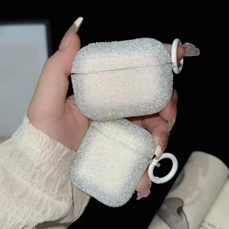 Für Airpods 4 3 2 1 Glitzer Strass Hülle Bling Matt Schutzhülle Für Airpods Pro 2 Bluetooth Kopfhörer Abdeckung AirPods 4 weiß