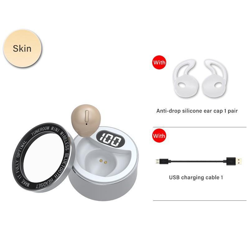 Mini Kopfhörer Bluetooth-Kompatibel Unsichtbare Drahtlose Kleine Kopfhörer Versteckte Ohrhörer Micro Headset Mit Mikrofon Für Kleine Ohr beige