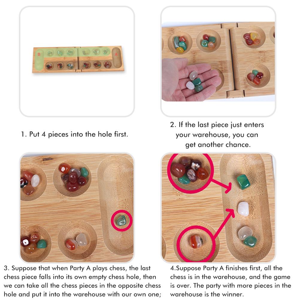 Faltbares Brettspiel-Set aus Holz, faltbares Holzbrett mit Glassteinen für das tägliche Leben, Partys und Festivals