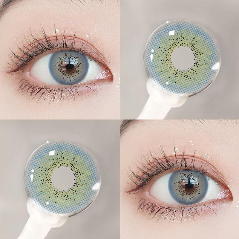 Millcreek blaue Kontaktlinsen 2 Stück (1 Paar) Augenkosmetik, farbige Kontaktlinsen, 14,5 mm, Puppenaugen, weiche, angenehme, leuchtend blaue Kontaktlinsen, 1 Jahr Gebrauch blaue Lupine