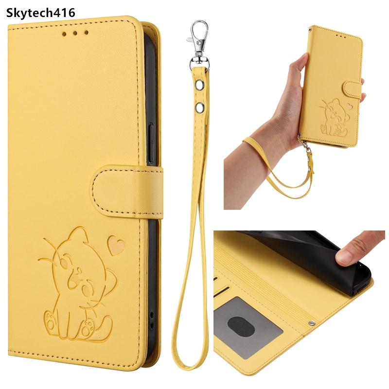 Hülle für Nothing CMF Phone 1 2 3 2A 3A Pro Klapphandyhülle Niedliche Katze Voll Stoßfest Schutz Kartenfach Leder Brieftasche Hülle Nothing phone 3A gelb