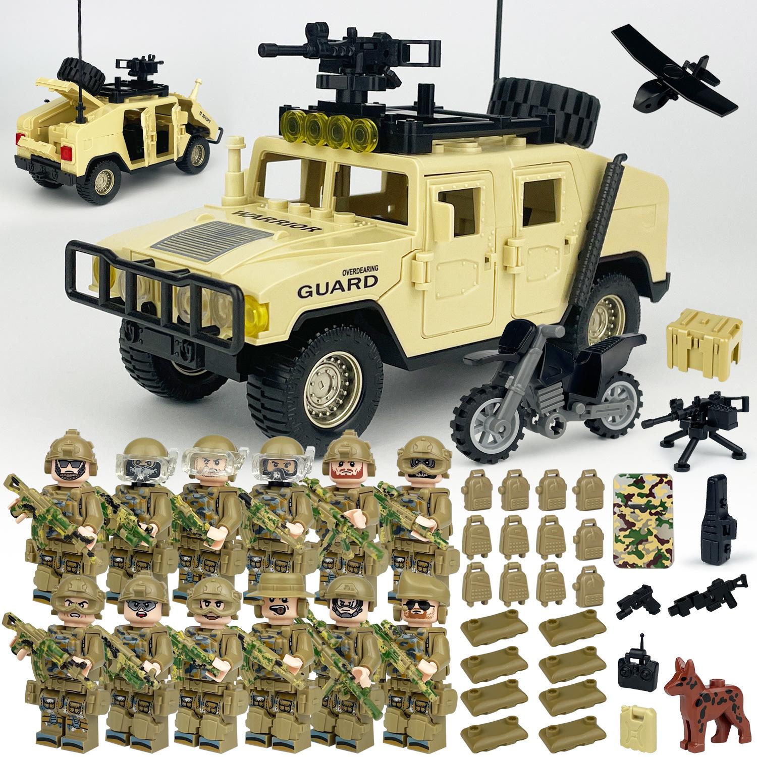 Militär Serie Wüste Geländewagen Camouflage SWAT Puppe Kinder Bausteine