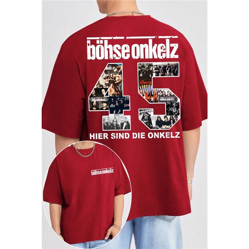 Böhse Onkelz Konzert 45th Anniversary Gedenk-T-Shirt Herren Damen Oversized Unisex Baumwolle High Street Harajuku Weiblich Männlich Bequeme Kleidung XL