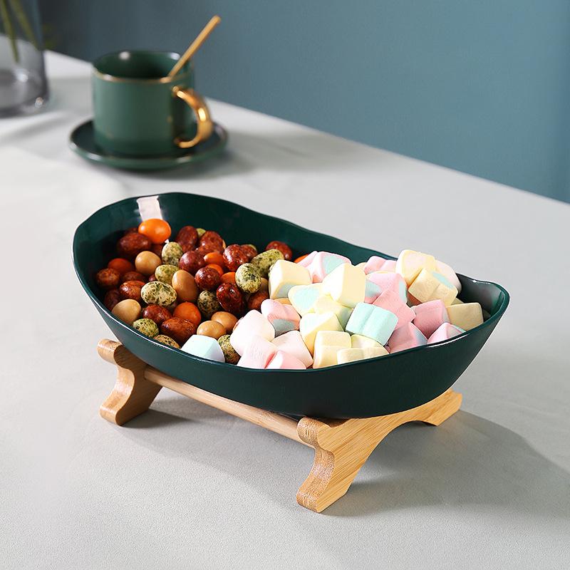 Tischteller, Geschirr, Küche, Obstschale mit Böden, unterteilte Süßigkeiten-Kuchentabletts, Holzgeschirr single layer grün