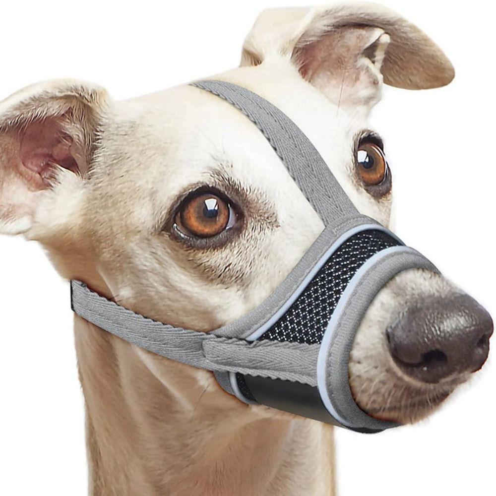 Maulkorb für Hunde aus weichem Stoff, verstellbarer Riemen, Haustiermaske, langlebiges Mundstück für kleine bis mittelgroße Hunde XL grau
