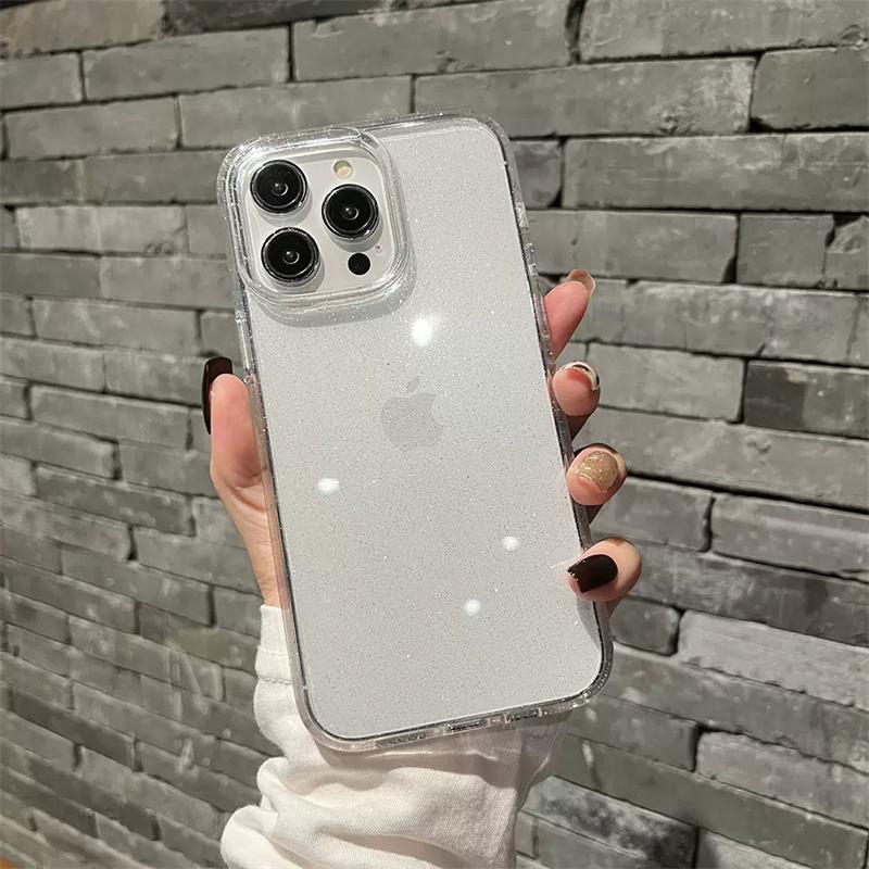 Luxus Bling Glitzer Lila Klare Hülle Für iPhone 16 Pro Max 15 14 Plus 13 12 11 X XR XS Transparente Acryl Stoßfeste Hülle For iPhone 16 white