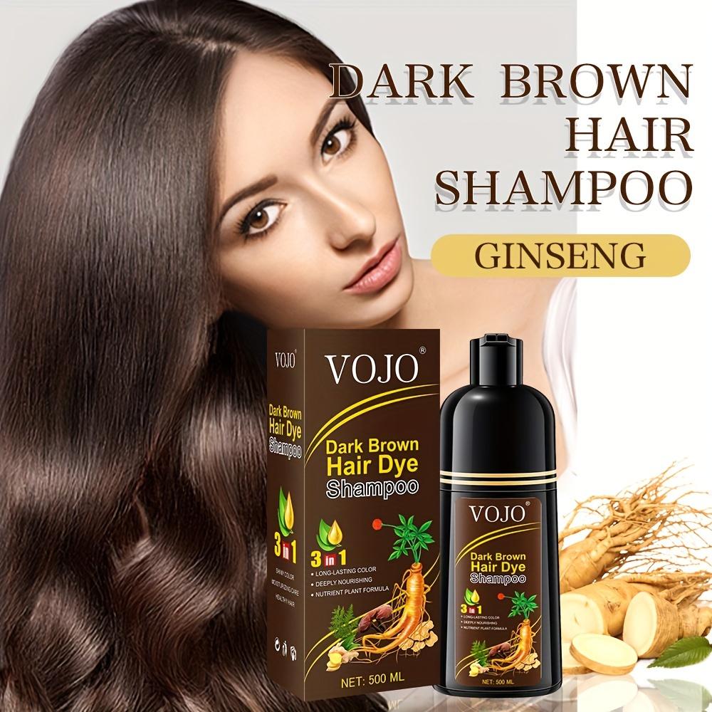 Ginseng Haarfarben-Shampoo Natur Schwarz & Braun Feuchtigkeitsspendende Formel für Alle Haartypen braun