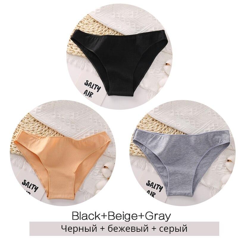 FINETOO M-2XL Frauen Baumwolle Unterwäsche 3 Teile/satz Bequeme Höschen Damen Plus Größe Unterhosen Einfarbig Slip Weibliche Dessous L