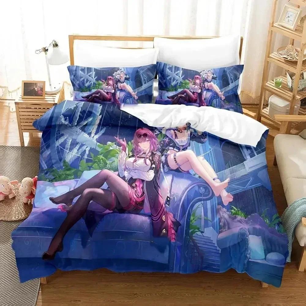 Anime Honkai Star Rail Bettwäsche-Set, Bettbezug, Bettset, Bettbezug, Kissenbezug, Bettdecke, Kingsize-Bett, Queensize-Bett, Jungen, Erwachsenen-Bettwäsche-Set US Twin(172x218cm)