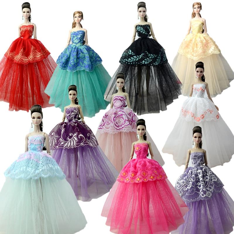 10 teile/los Puppe Kleidung Für Barbie Puppe Outfit Formale Abendkleider Kleidung Für Barbie Puppe Party Kleid 1/6 Puppe Zubehör Spielzeug bunt