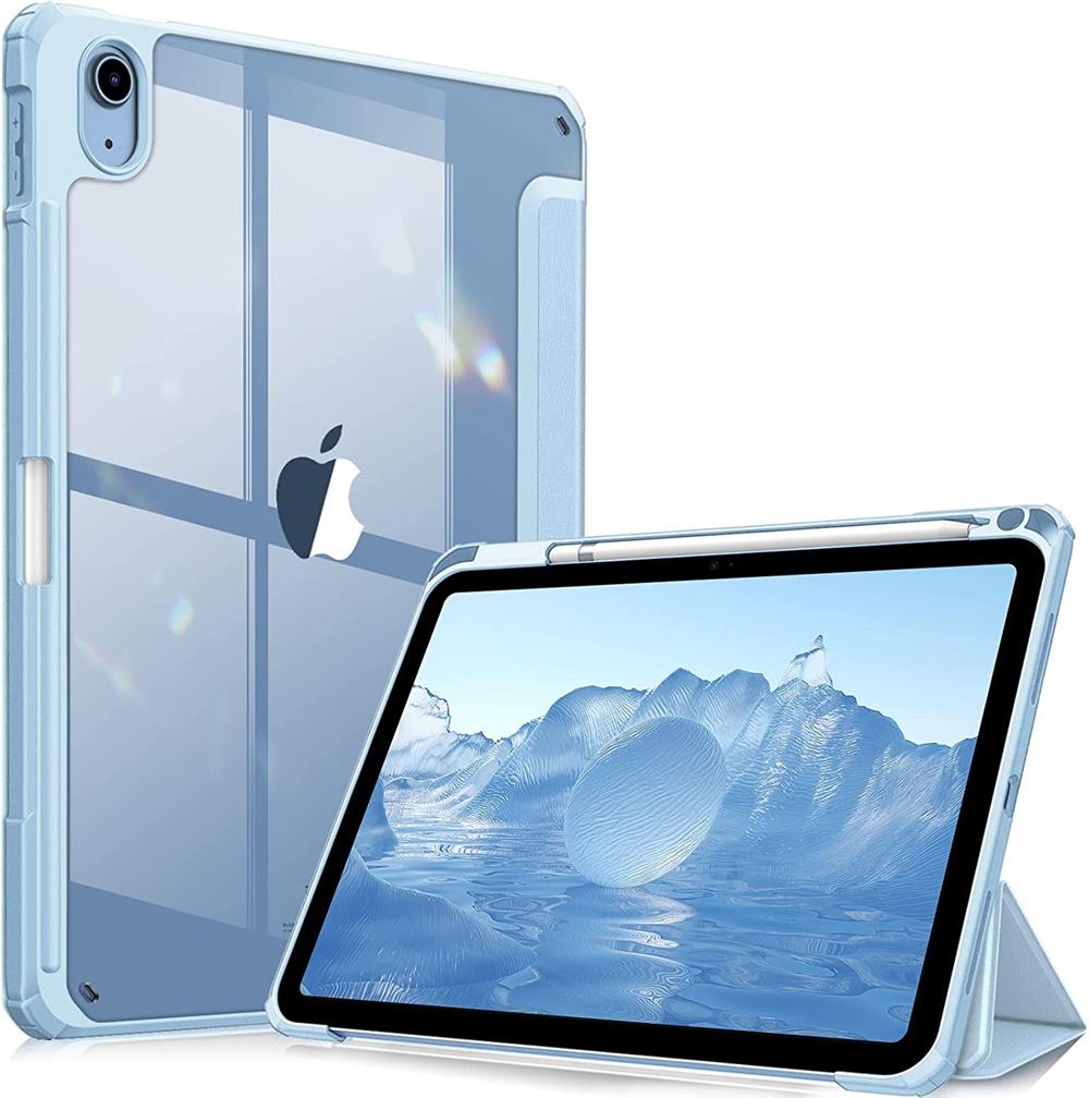 Kristallharte PC-Ledertasche für IPad-Hülle 9. 10. Generation Pro 11 12,9 Abdeckung Klare Stifthalterabdeckung für IPad Air 5 4 10.2 IPad Mini 6 Hülle Pro 12.9 2021 2022 blau