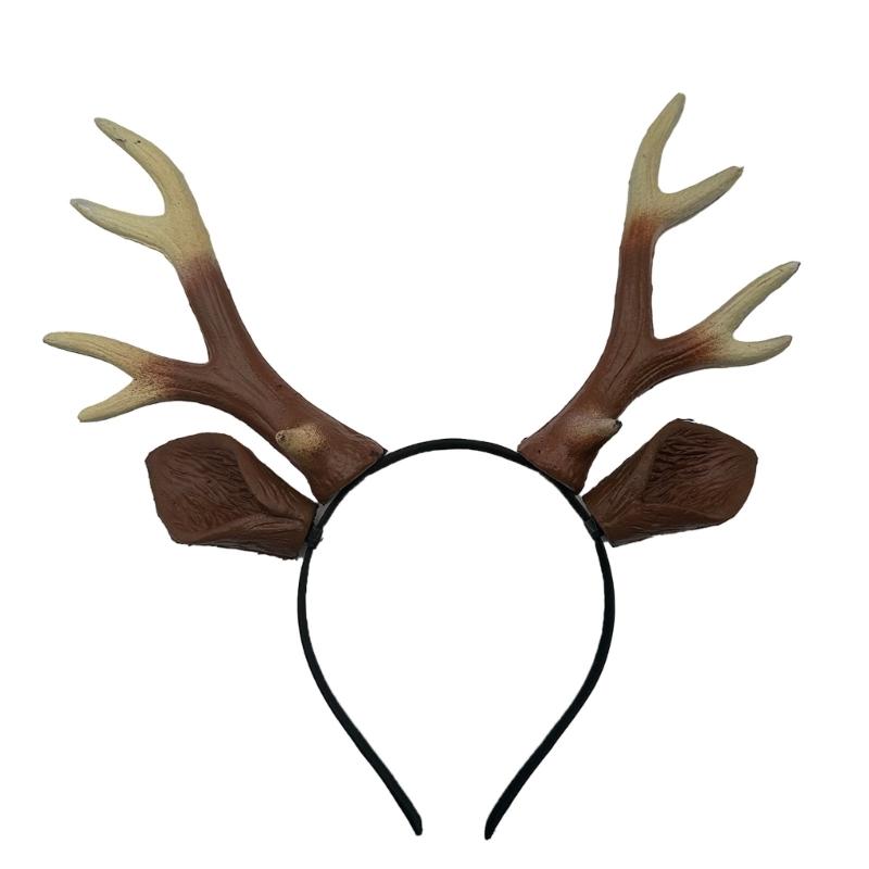 Rentiergeweih Stirnband Tierohren Stirnband Realistisches Hirschgeweih Haarband Party Cosplay Kostüme für Halloween 1 braun